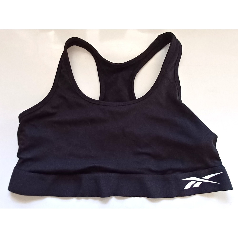 Reebok Womens Black Racerback Sports Bra Cutout Sz Small Yoga Workout Gym Sporty